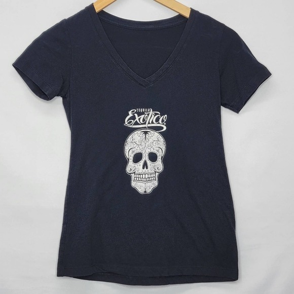 Tequila Exotico Graphic Skull Baby Doll Tee - Picture 2 of 8